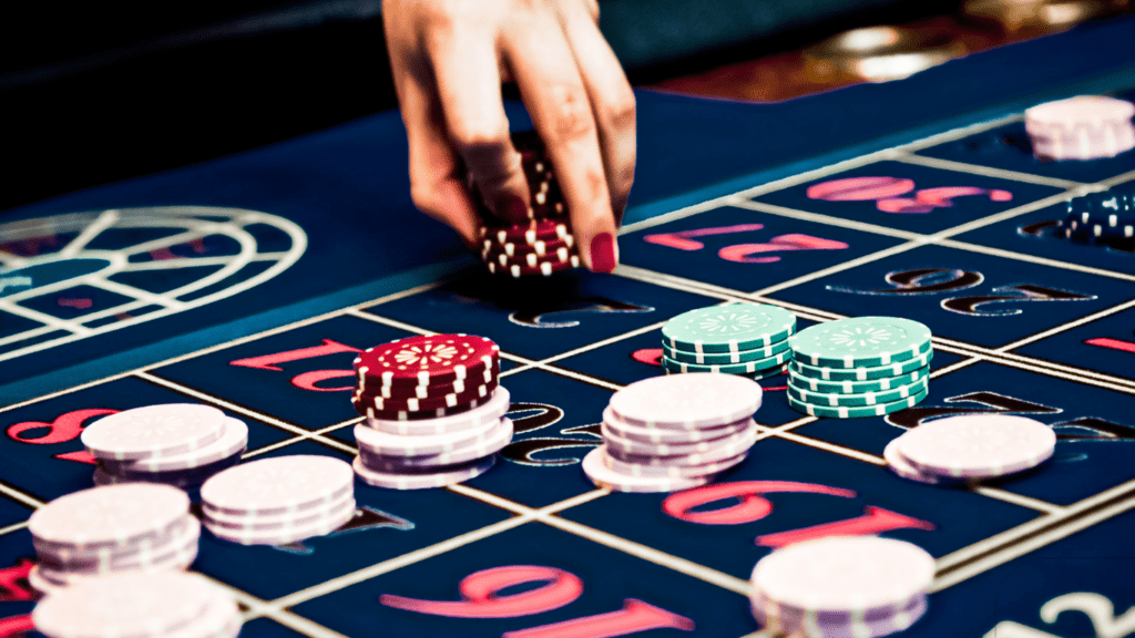 betting and playing roulette in casino