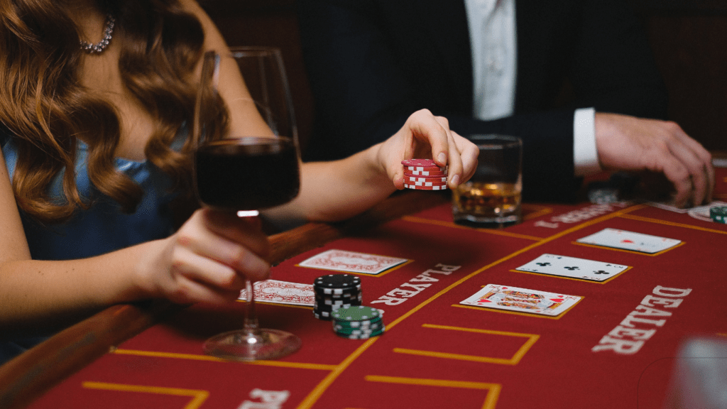 woman playing poker in casino