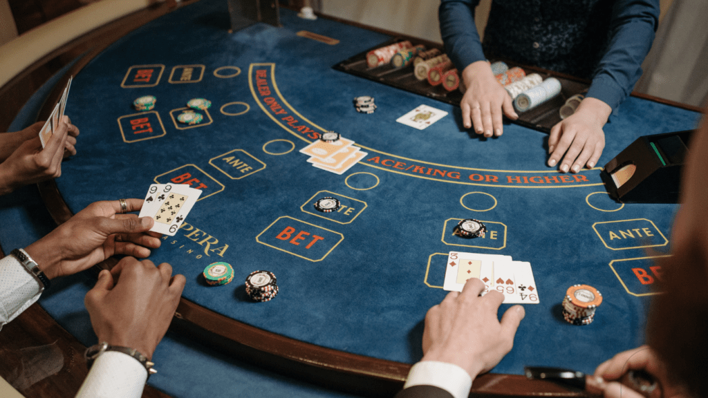 group of men playing poker