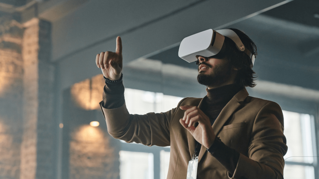 man using vr goggles