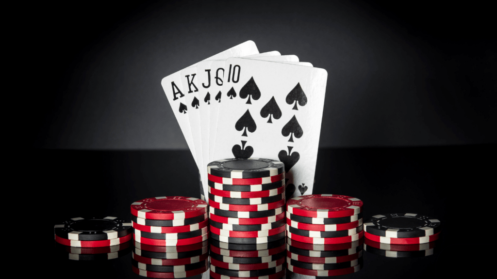 cards and chips in black background