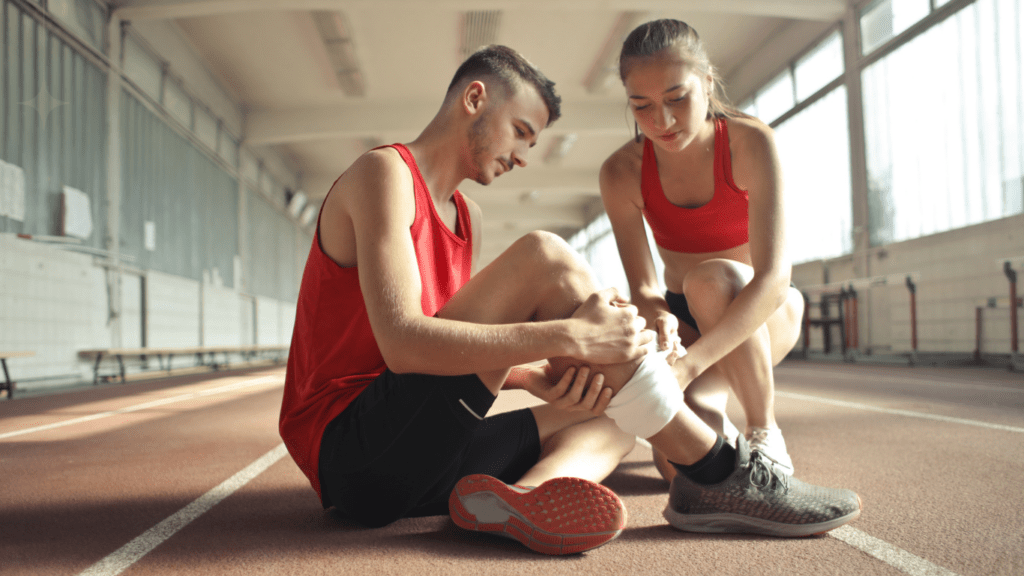 injured man having his first aid