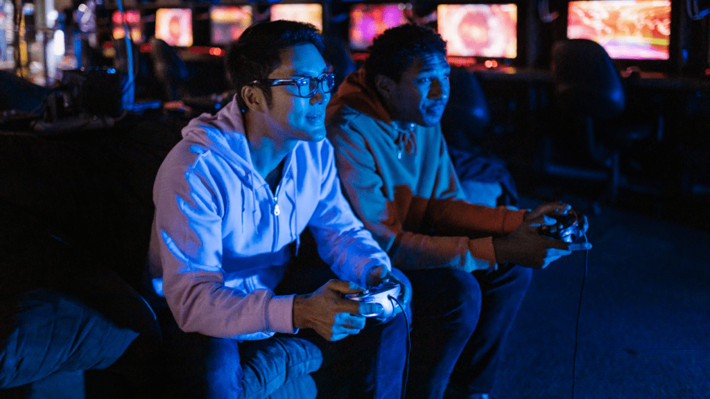 two men playing video game