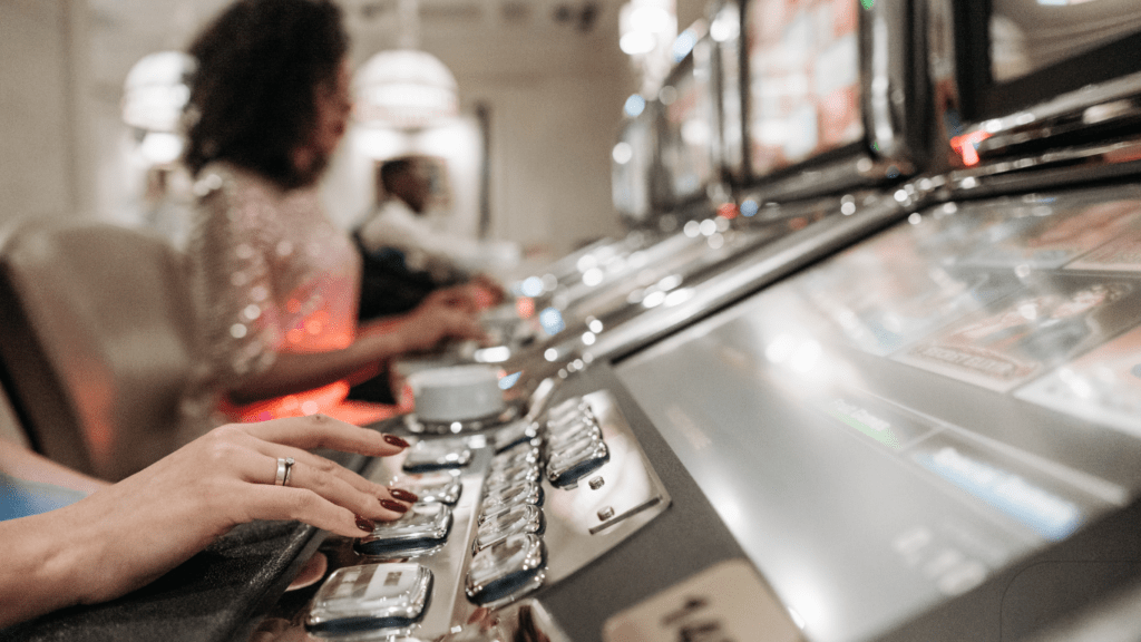 women playing slot machines